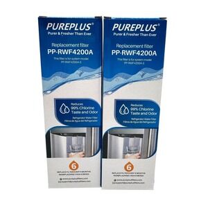 NEW 2 Pack PurePlus Refrigerator Water Filter Replacement PP-RWF4200A White Blue